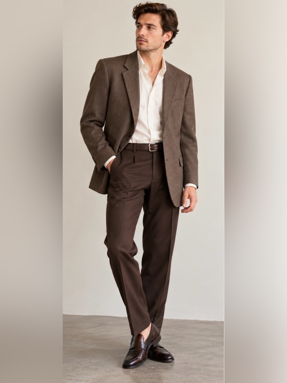 Vintage YSL Yves Saint Laurent Blazer 42R Brown Made in France